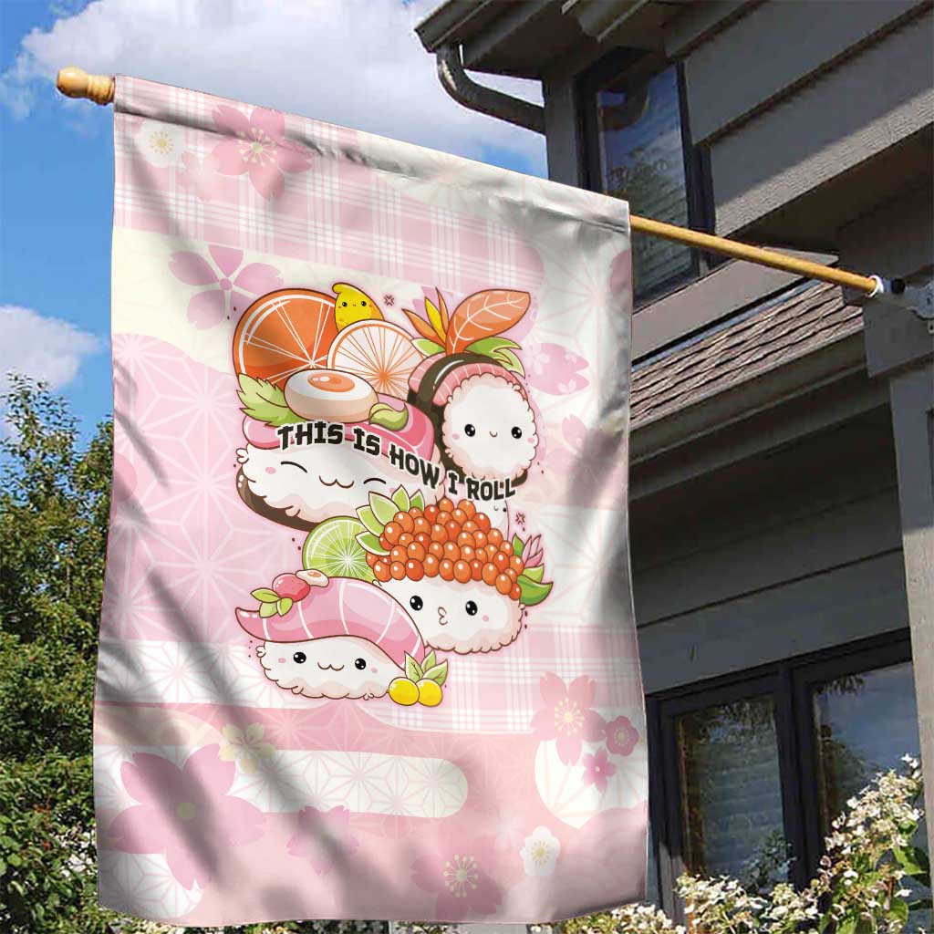 Japanese Kawaii Sushi Garden Flag Pink Wagara Palaka This Is How I Roll