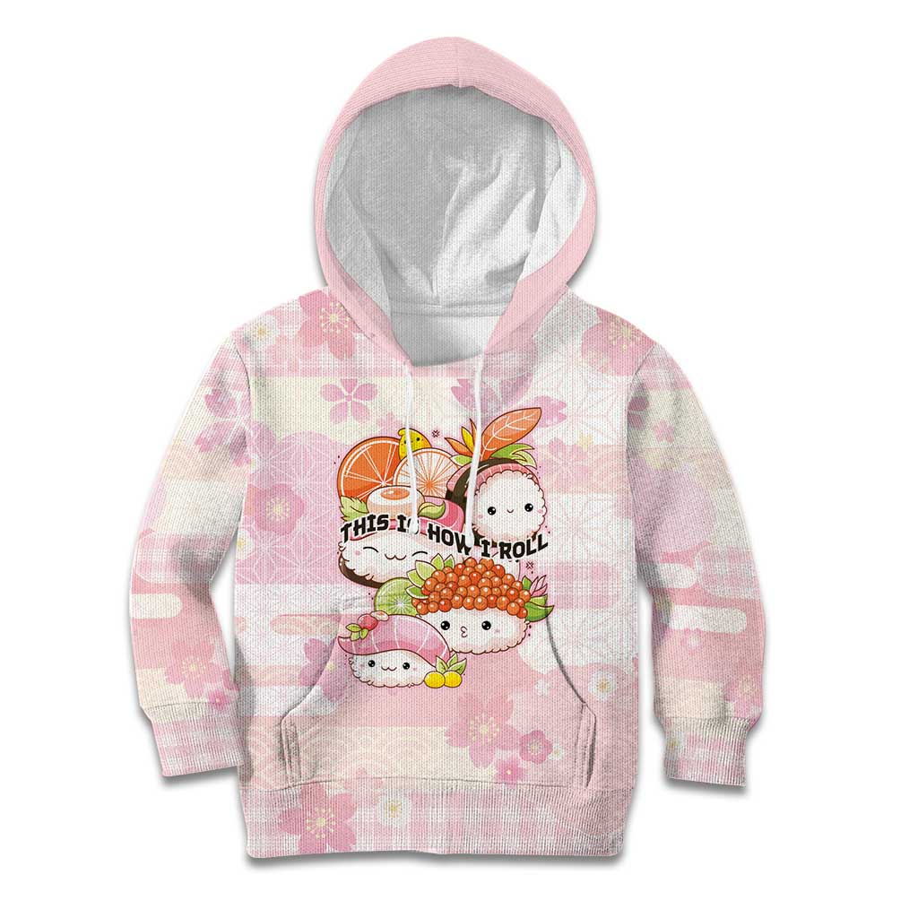 Personalized Japanese Kawaii Sushi Kid Hoodie Pink Wagara Palaka This Is How I Roll LT9 Hoodie Pink - Polynesian Pride