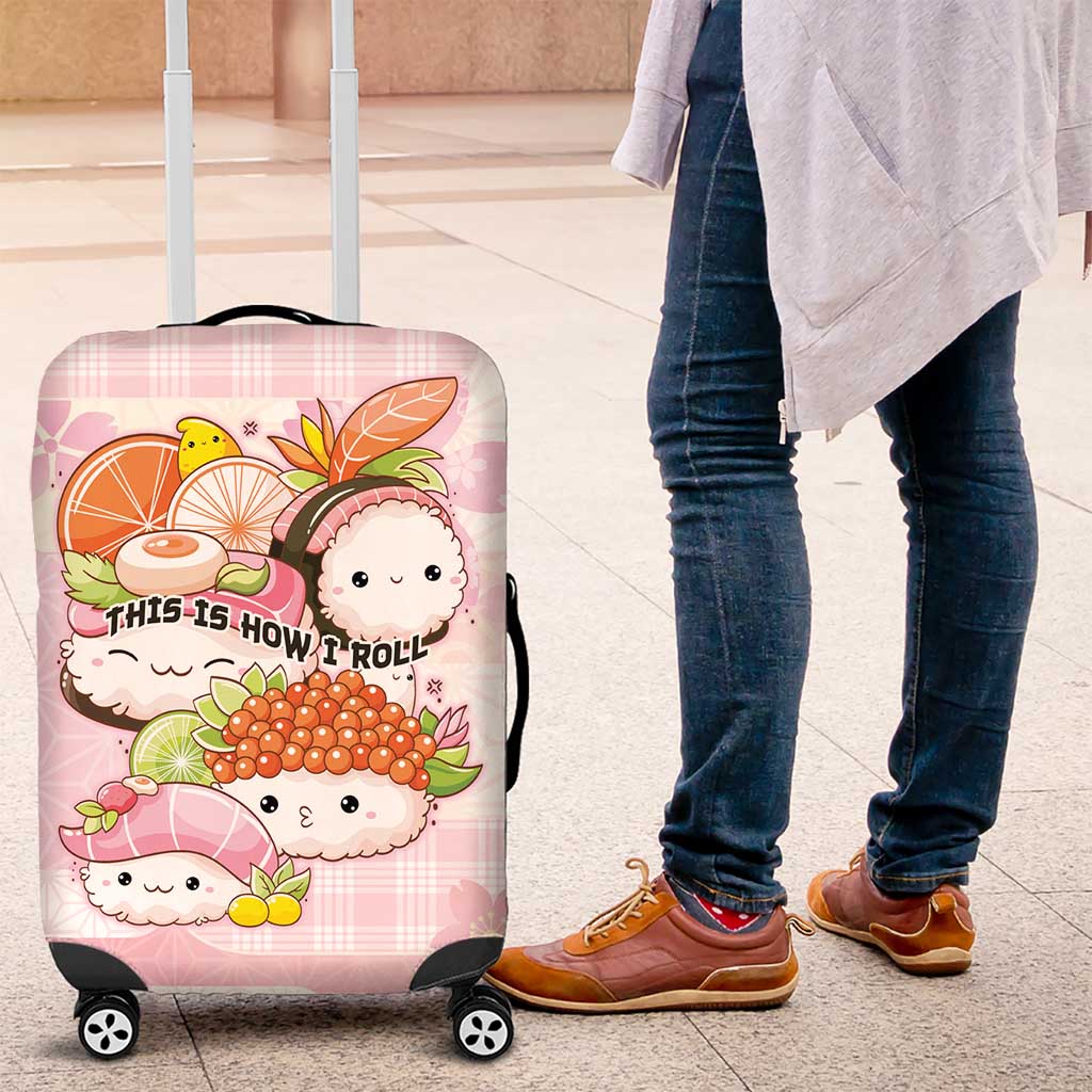 Japanese Kawaii Sushi Luggage Cover Pink Wagara Palaka This Is How I Roll LT9 Pink - Polynesian Pride