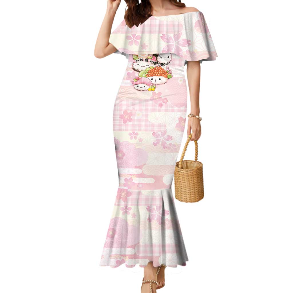 Personalized Japanese Kawaii Sushi Mermaid Dress Pink Wagara Palaka This Is How I Roll LT9 Women Pink - Polynesian Pride