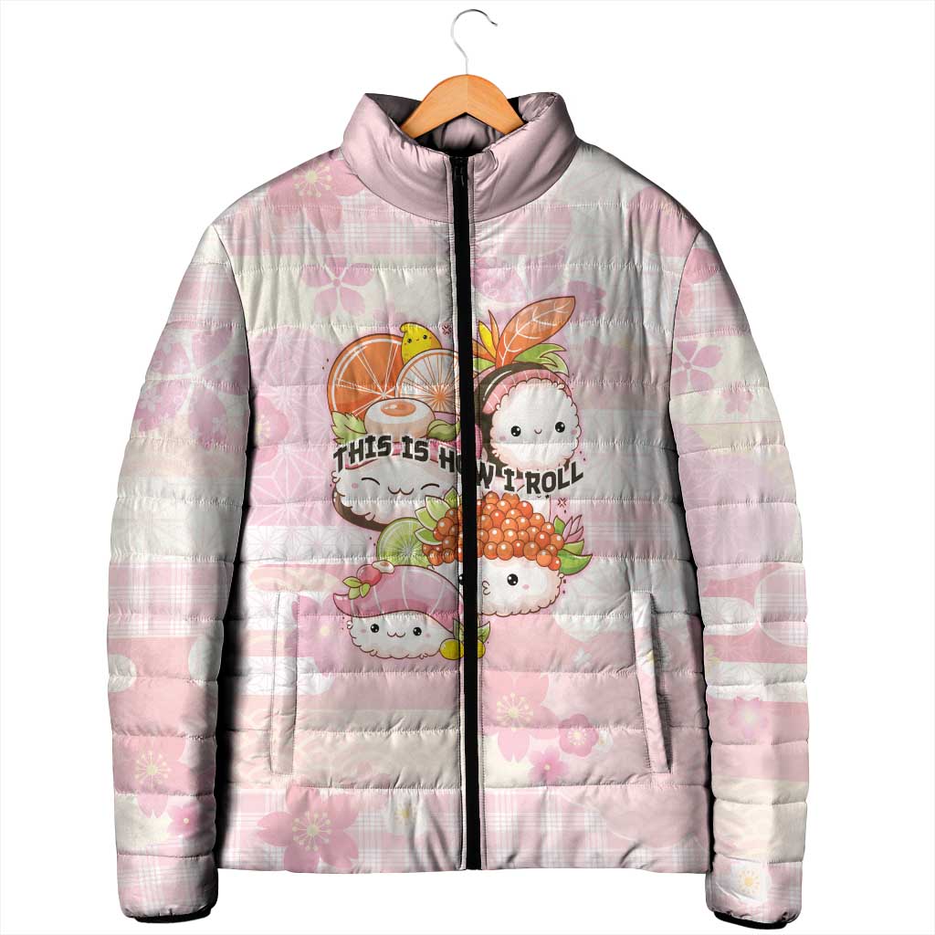 Personalized Japanese Kawaii Sushi Padded Jacket Pink Wagara Palaka This Is How I Roll LT9 - Polynesian Pride