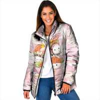 Personalized Japanese Kawaii Sushi Padded Jacket Pink Wagara Palaka This Is How I Roll LT9 Women Pink - Polynesian Pride