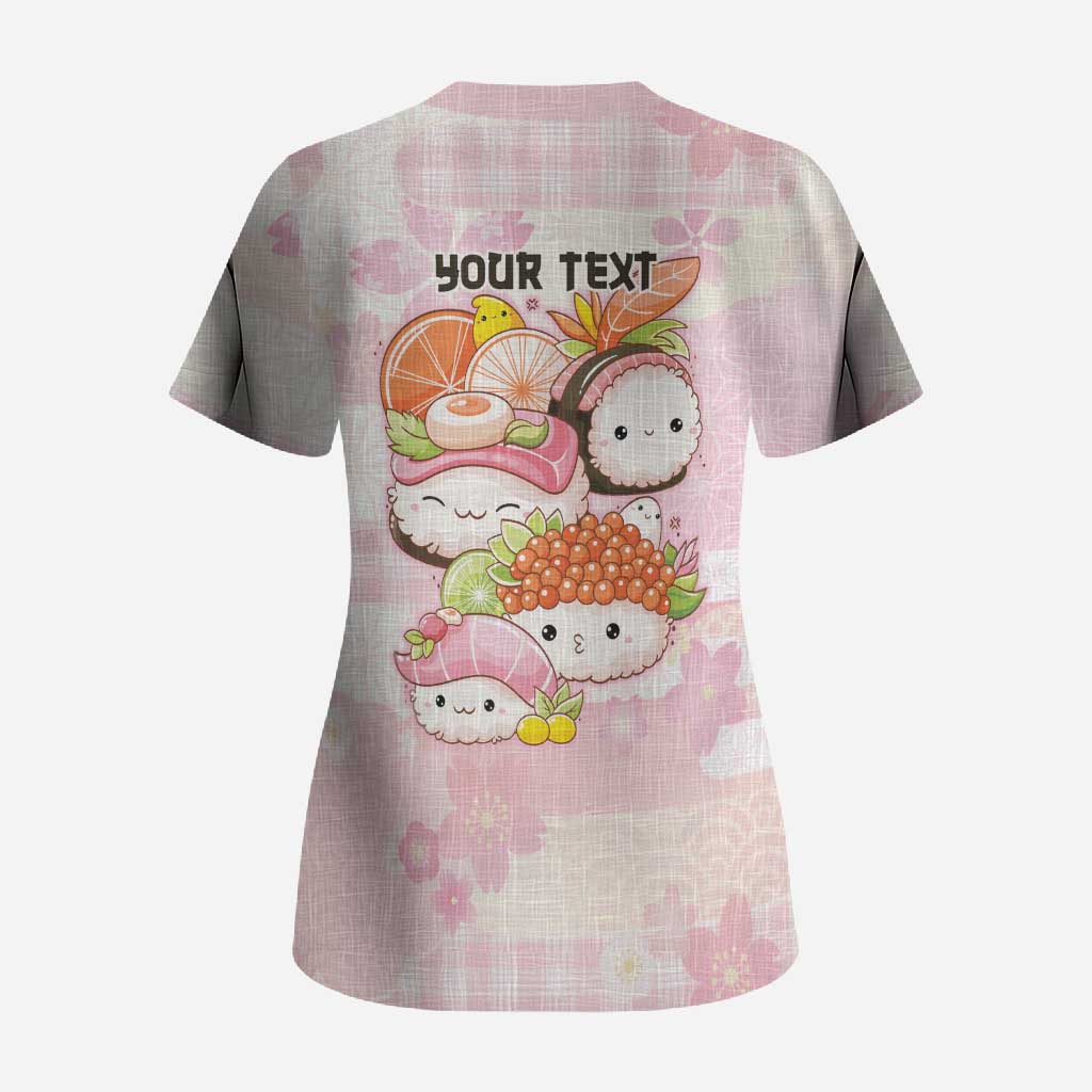 Personalized Japanese Kawaii Sushi Scrub Top Pink Wagara Palaka This Is How I Roll
