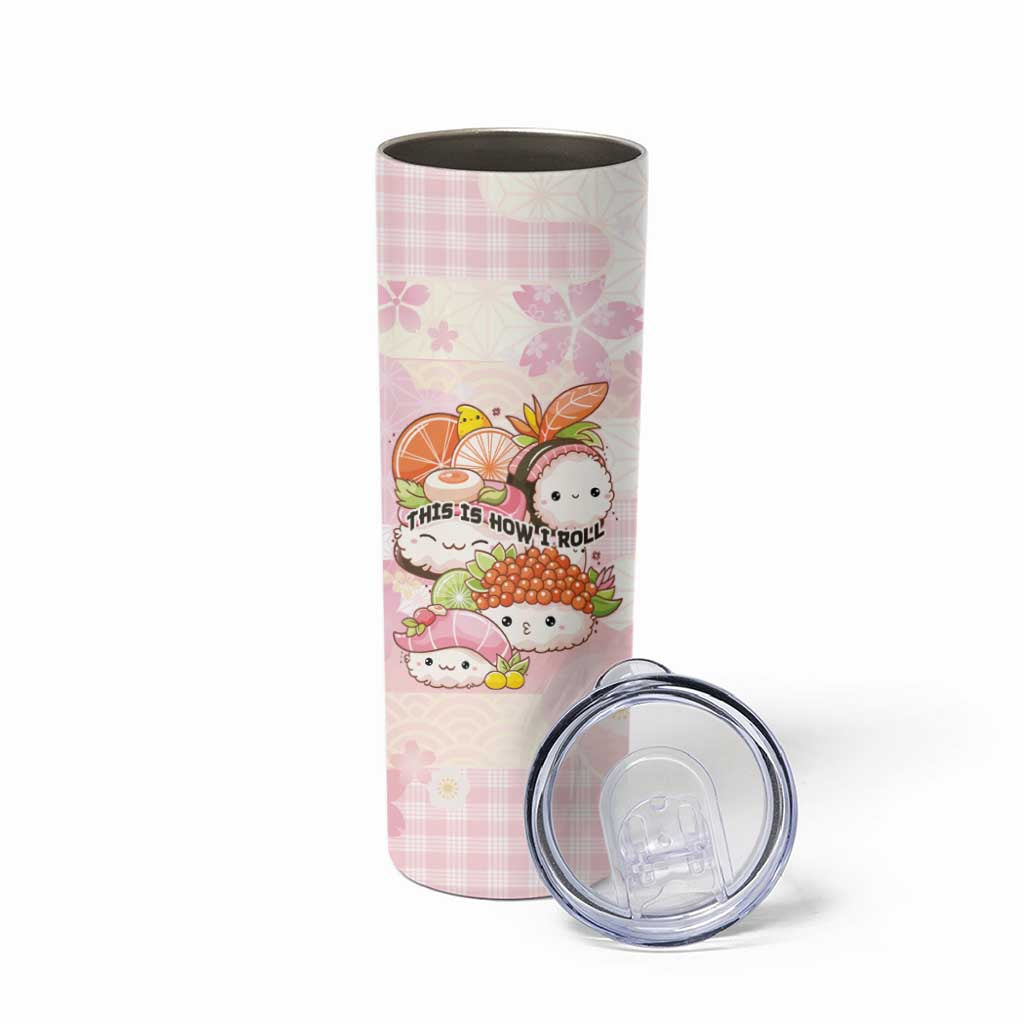 Personalized Japanese Kawaii Sushi Skinny Tumbler Pink Wagara Palaka This Is How I Roll LT9 - Polynesian Pride