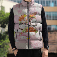 Personalized Japanese Kawaii Sushi Sleeveless Puffer Jacket Pink Wagara Palaka This Is How I Roll