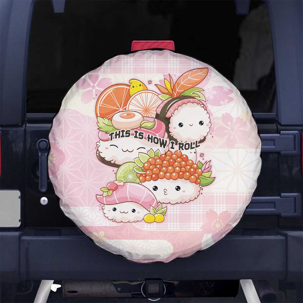 Japanese Kawaii Sushi Spare Tire Cover Pink Wagara Palaka This Is How I Roll LT9 No hole Pink - Polynesian Pride