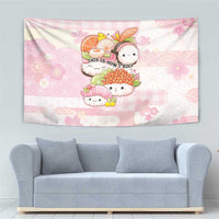 Japanese Kawaii Sushi Tapestry Pink Wagara Palaka This Is How I Roll LT9 - Polynesian Pride