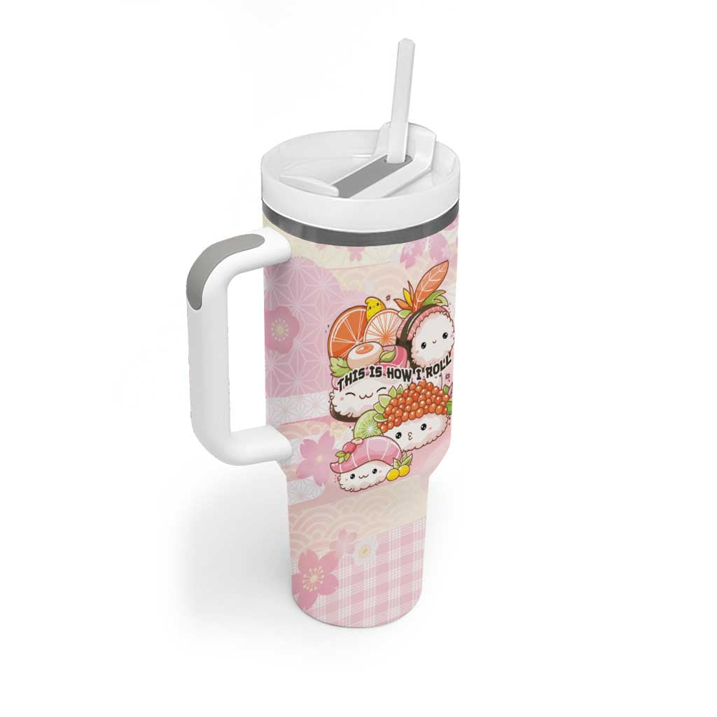 Personalized Japanese Kawaii Sushi Tumbler With Handle Pink Wagara Palaka This Is How I Roll