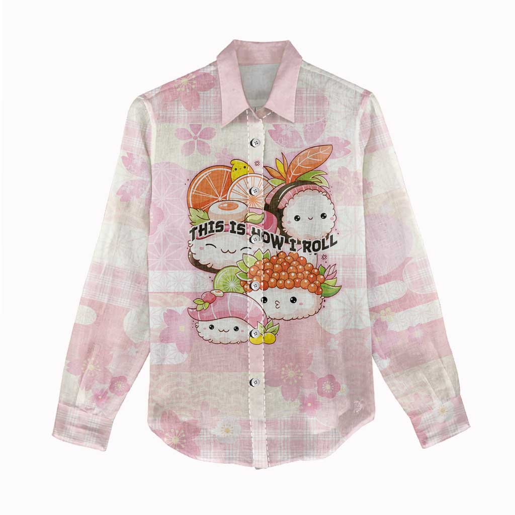 Personalized Japanese Kawaii Sushi Women Casual Shirt Pink Wagara Palaka This Is How I Roll