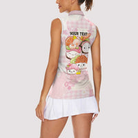 Personalized Japanese Kawaii Sushi Women Sleeveless Polo Shirt Pink Wagara Palaka This Is How I Roll LT9 - Polynesian Pride
