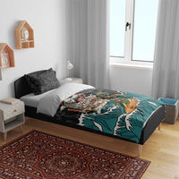 Personalized Japanese Koi Fish Ramen Bedding Set Tiki Surfing Wagara Hibiscus Pattern