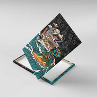 Personalized Japanese Koi Fish Ramen Canvas Wall Art Tiki Surfing Wagara Hibiscus Pattern