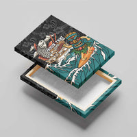 Personalized Japanese Koi Fish Ramen Canvas Wall Art Tiki Surfing Wagara Hibiscus Pattern