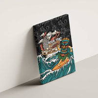 Personalized Japanese Koi Fish Ramen Canvas Wall Art Tiki Surfing Wagara Hibiscus Pattern