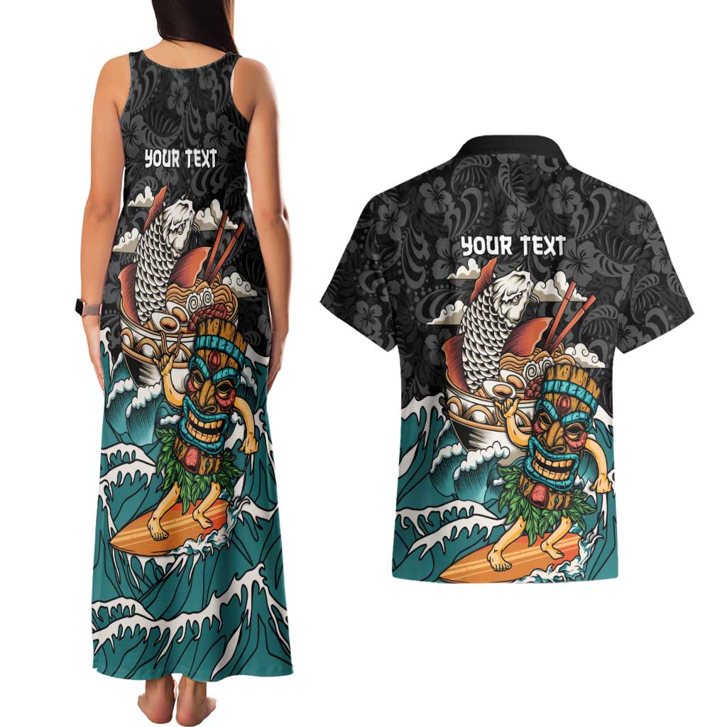 Personalized Japanese Koi Fish Ramen Couples Matching Tank Maxi Dress and Hawaiian Shirt Tiki Surfing Wagara Hibiscus Pattern LT9 - Polynesian Pride