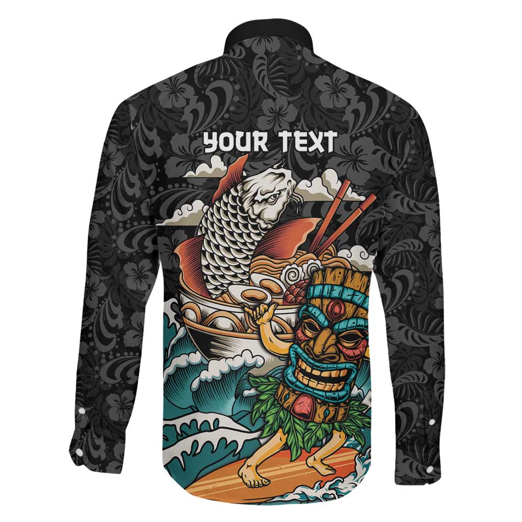 Personalized Japanese Koi Fish Ramen Family Matching Summer Maxi Dress and Hawaiian Shirt Tiki Surfing Wagara Hibiscus Pattern