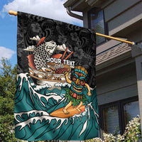 Personalized Japanese Koi Fish Ramen Garden Flag Tiki Surfing Wagara Hibiscus Pattern