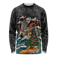 Personalized Japanese Koi Fish Ramen Long Sleeve Shirt Tiki Surfing Wagara Hibiscus Pattern
