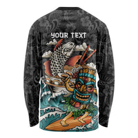 Personalized Japanese Koi Fish Ramen Long Sleeve Shirt Tiki Surfing Wagara Hibiscus Pattern