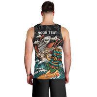 Personalized Japanese Koi Fish Ramen Men Tank Top Tiki Surfing Wagara Hibiscus Pattern