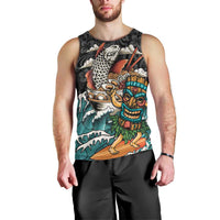 Personalized Japanese Koi Fish Ramen Men Tank Top Tiki Surfing Wagara Hibiscus Pattern