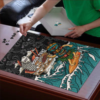 Personalized Japanese Koi Fish Ramen Puzzle Tiki Surfing Wagara Hibiscus Pattern