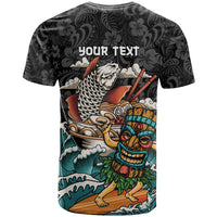 Personalized Japanese Koi Fish Ramen T Shirt Tiki Surfing Wagara Hibiscus Pattern