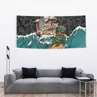 Personalized Japanese Koi Fish Ramen Tapestry Tiki Surfing Wagara Hibiscus Pattern