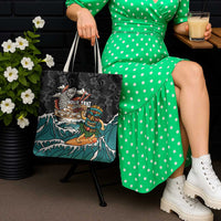 Personalized Japanese Koi Fish Ramen Tote Bag Tiki Surfing Wagara Hibiscus Pattern