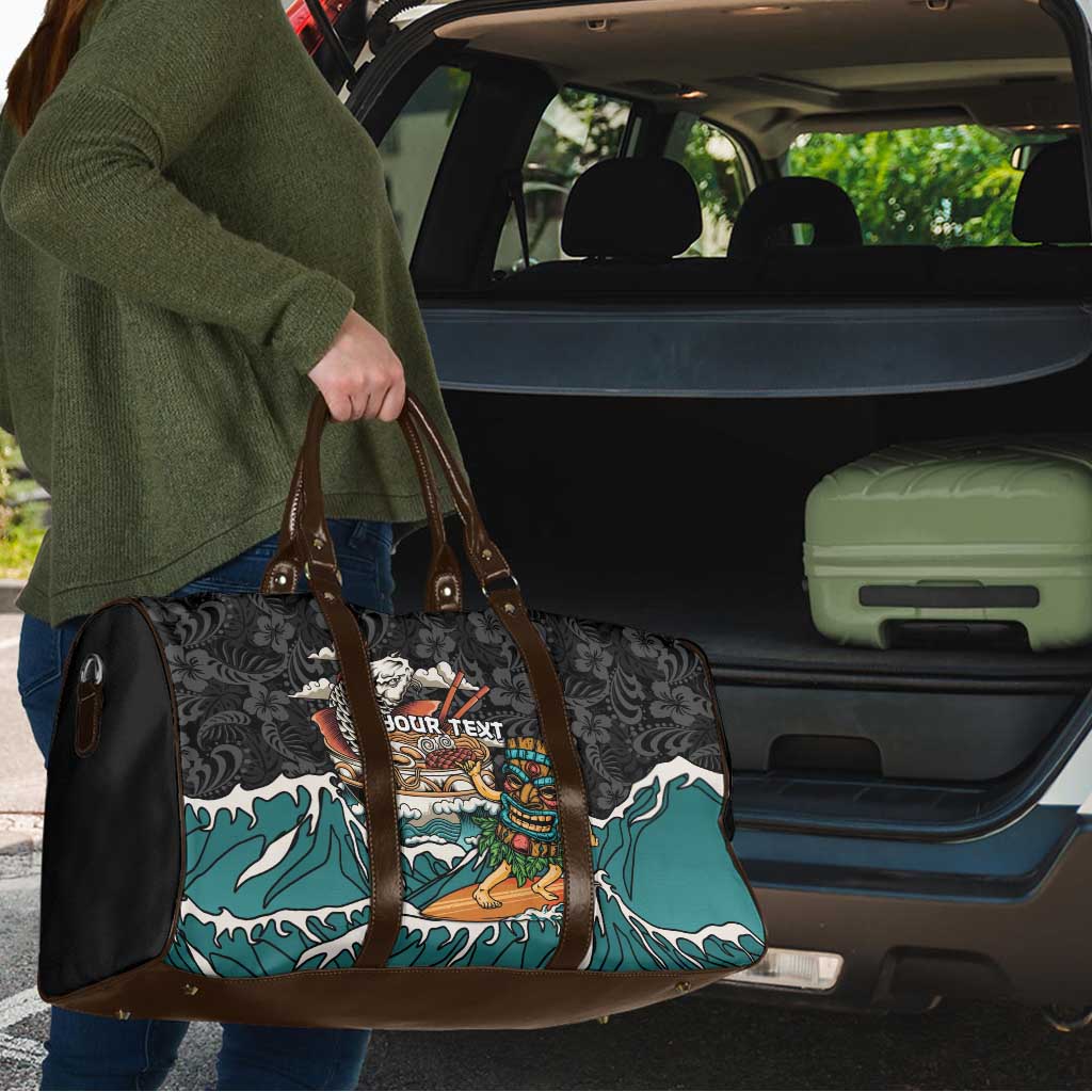 Personalized Japanese Koi Fish Ramen Travel Bag Tiki Surfing Wagara Hibiscus Pattern