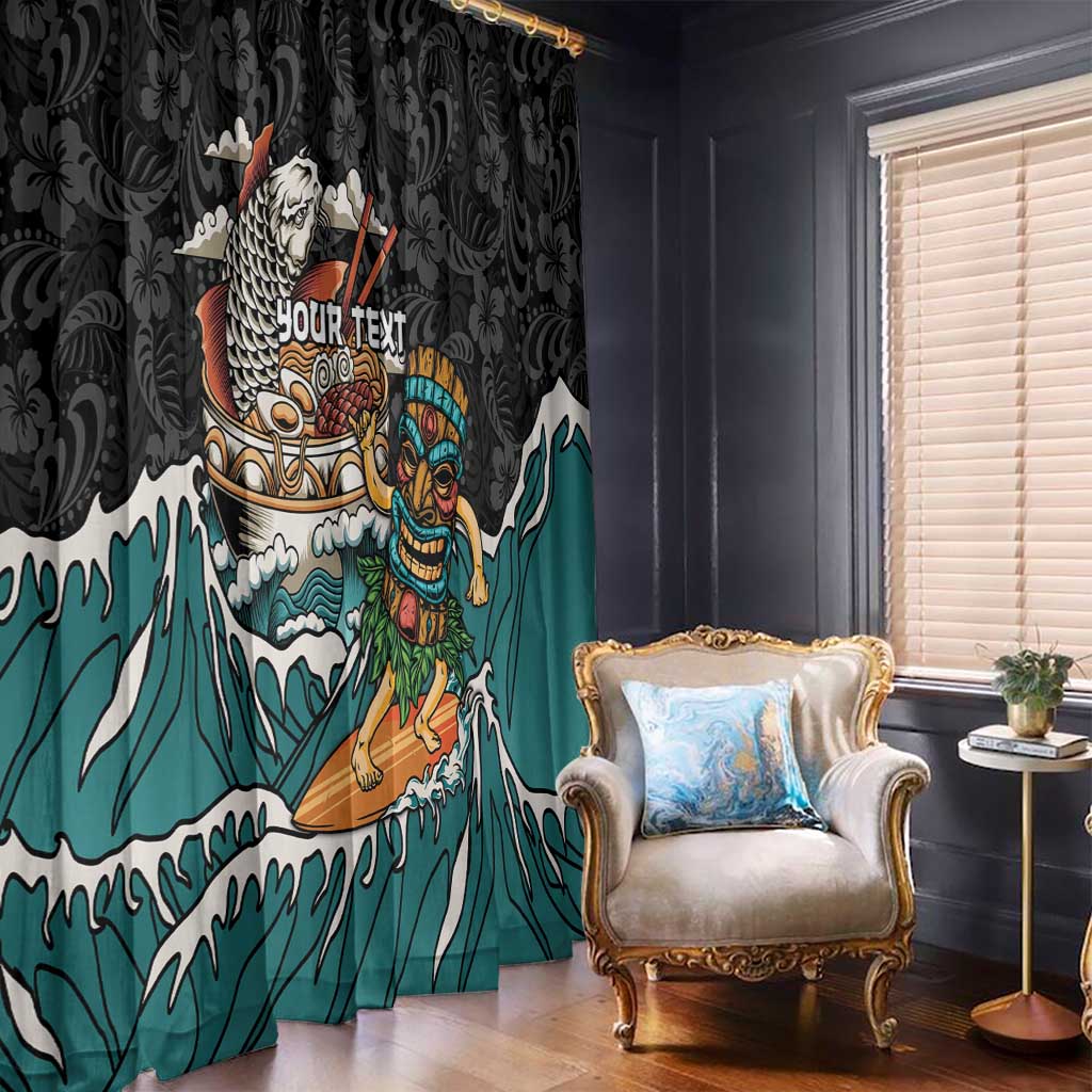 Personalized Japanese Koi Fish Ramen Window Curtain Tiki Surfing Wagara Hibiscus Pattern