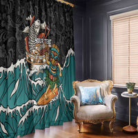 Personalized Japanese Koi Fish Ramen Window Curtain Tiki Surfing Wagara Hibiscus Pattern