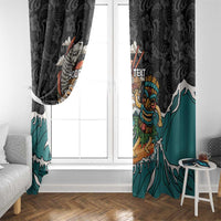 Personalized Japanese Koi Fish Ramen Window Curtain Tiki Surfing Wagara Hibiscus Pattern