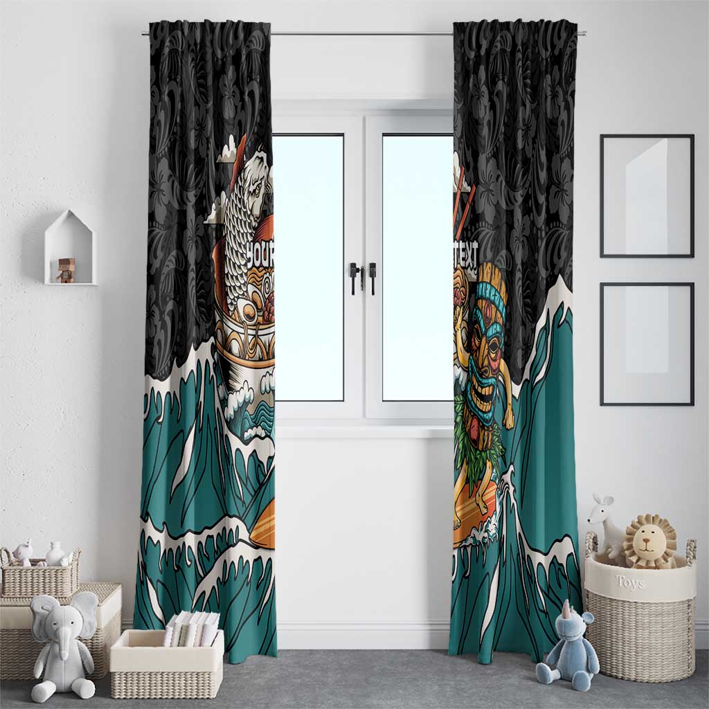 Personalized Japanese Koi Fish Ramen Window Curtain Tiki Surfing Wagara Hibiscus Pattern