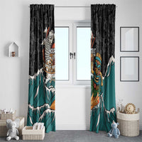 Personalized Japanese Koi Fish Ramen Window Curtain Tiki Surfing Wagara Hibiscus Pattern