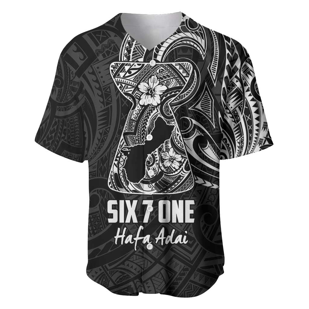 Black Guam Latte Stone Tribal Tattoo Baseball Jersey Hafa Adai Six 7 One