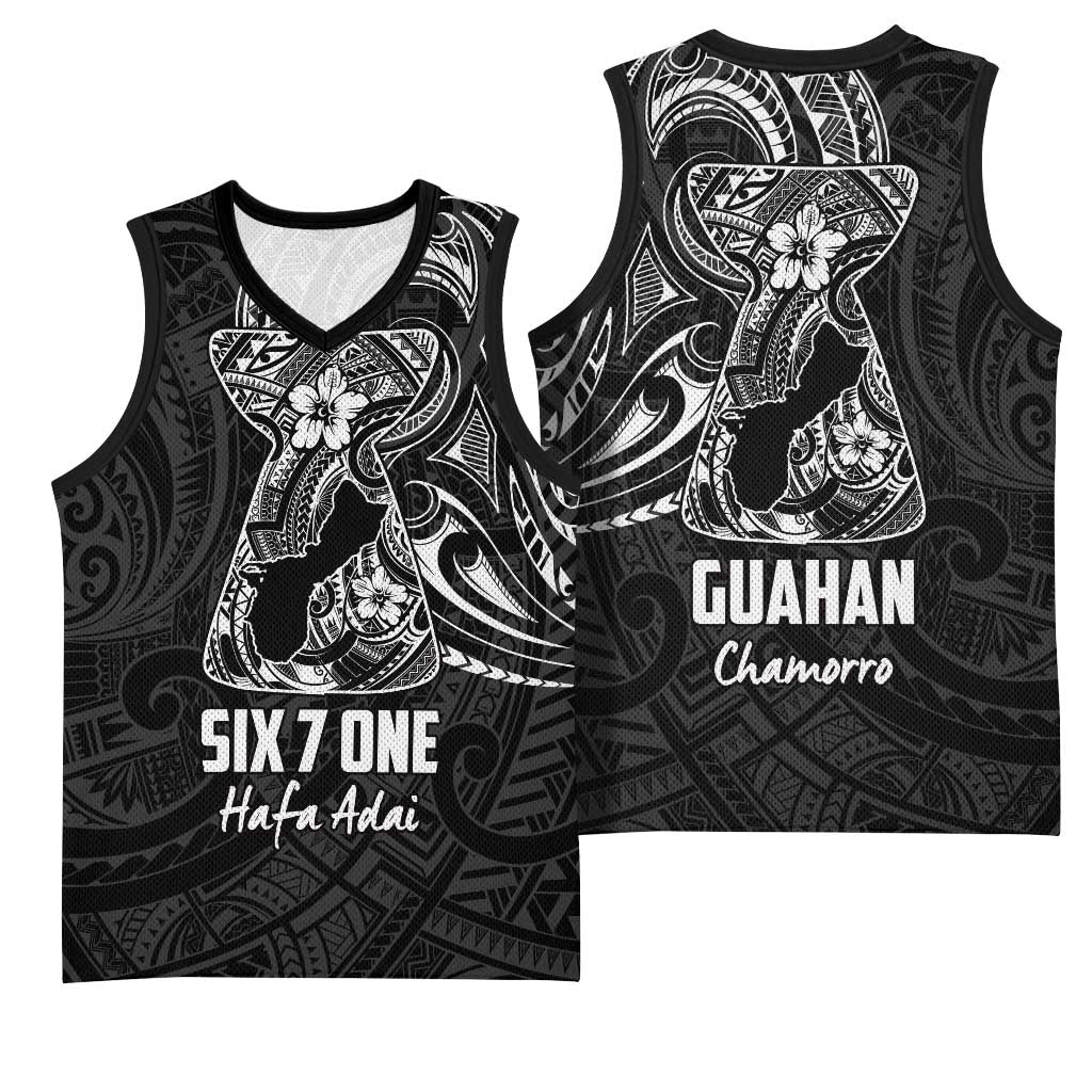 Black Guam Latte Stone Tribal Tattoo Basketball Jersey Hafa Adai Six 7 One - Polynesian Pride