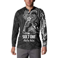Black Guam Latte Stone Tribal Tattoo Button Sweatshirt Hafa Adai Six 7 One