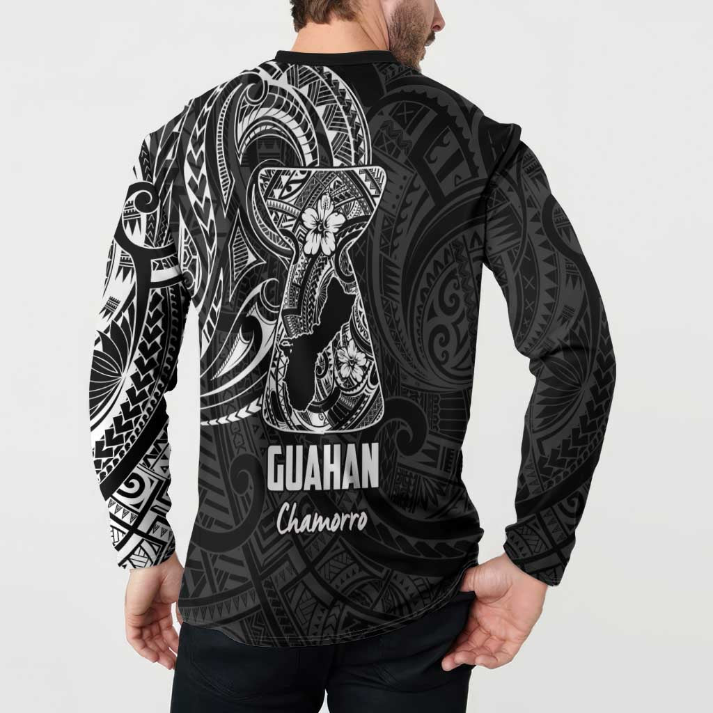 Black Guam Latte Stone Tribal Tattoo Button Sweatshirt Hafa Adai Six 7 One