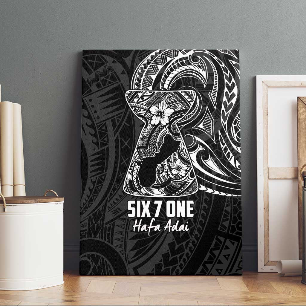 Black Guam Latte Stone Tribal Tattoo Canvas Wall Art Hafa Adai Six 7 One