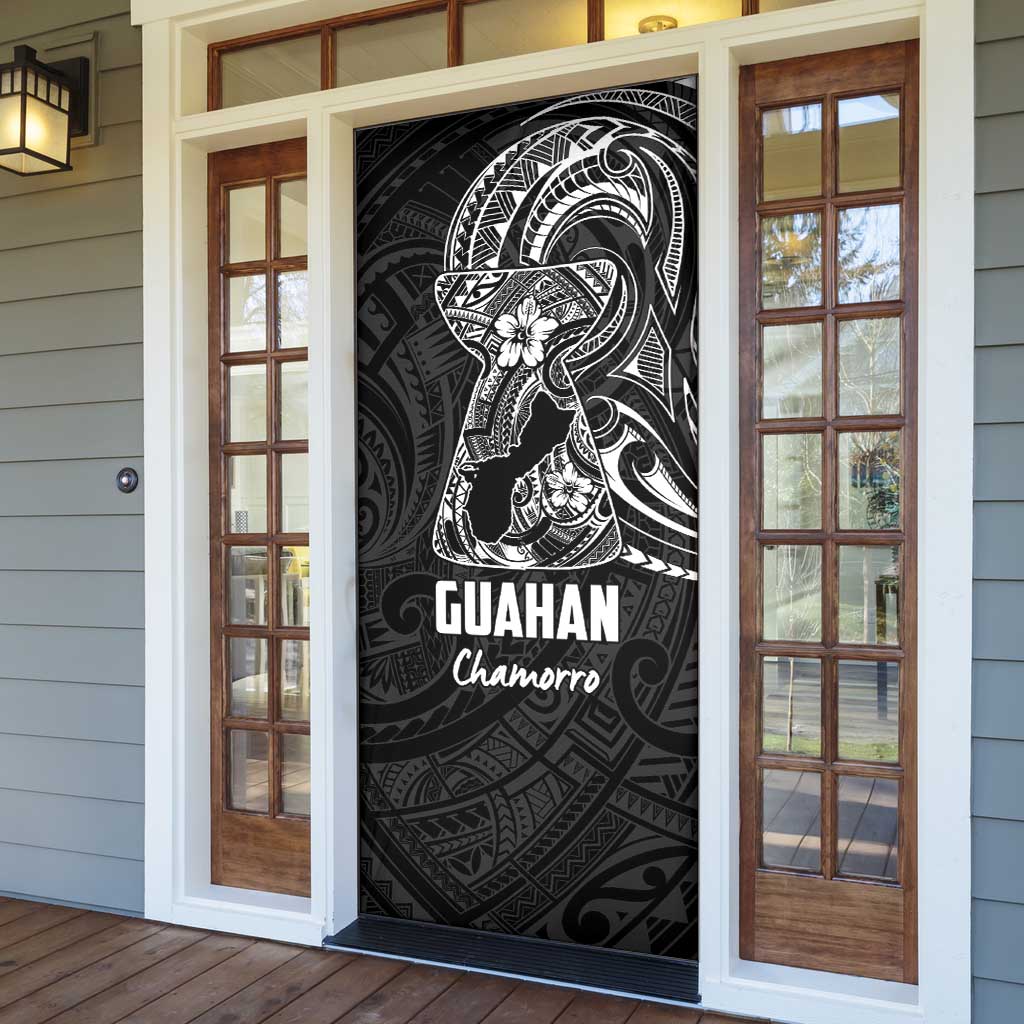 Black Guam Latte Stone Tribal Tattoo Door Cover Hafa Adai Six 7 One - Polynesian Pride