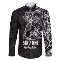 Black Guam Latte Stone Tribal Tattoo Family Matching Long Sleeve Bodycon Dress and Hawaiian Shirt Hafa Adai Six 7 One