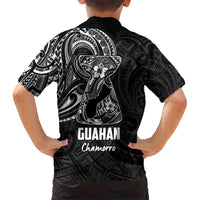 Black Guam Latte Stone Tribal Tattoo Family Matching Short Sleeve Bodycon Dress and Hawaiian Shirt Hafa Adai Six 7 One