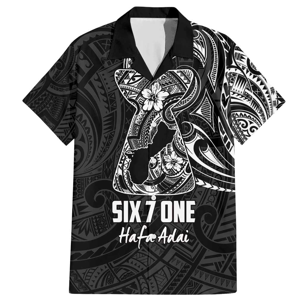 Black Guam Latte Stone Tribal Tattoo Family Matching Short Sleeve Bodycon Dress and Hawaiian Shirt Hafa Adai Six 7 One