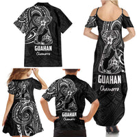 Black Guam Latte Stone Tribal Tattoo Family Matching Summer Maxi Dress and Hawaiian Shirt Hafa Adai Six 7 One