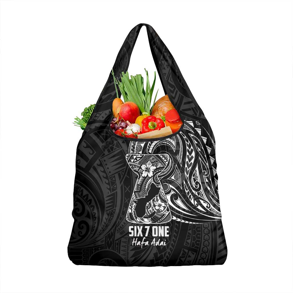 Black Guam Latte Stone Tribal Tattoo Grocery Bag Hafa Adai Six 7 One
