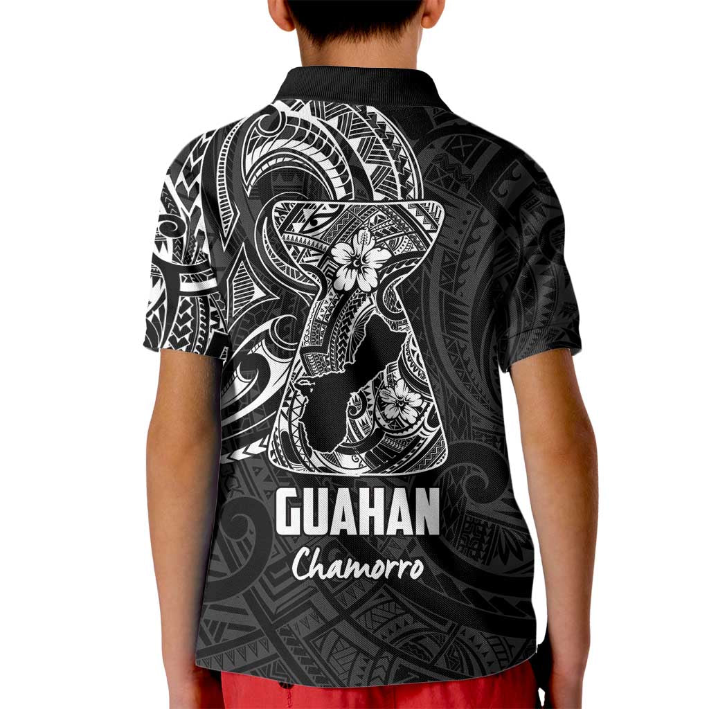 Black Guam Latte Stone Tribal Tattoo Kid Polo Shirt Hafa Adai Six 7 One