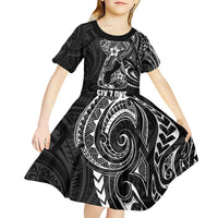 Black Guam Latte Stone Tribal Tattoo Kid Short Sleeve Dress Hafa Adai Six 7 One
