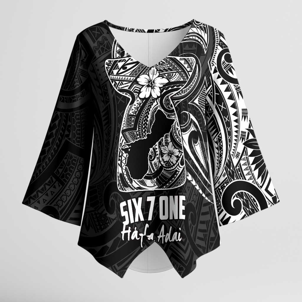 Black Guam Latte Stone Tribal Tattoo Kimono Sleeve Blouse Hafa Adai Six 7 One - Polynesian Pride