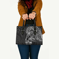 Black Guam Latte Stone Tribal Tattoo Leather Bag Hafa Adai Six 7 One - Polynesian Pride